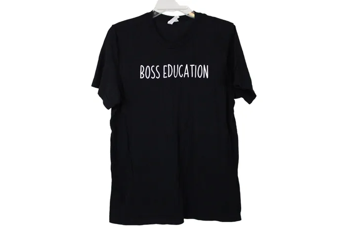 Bella Canvas Boss Education Black Tee L Rings