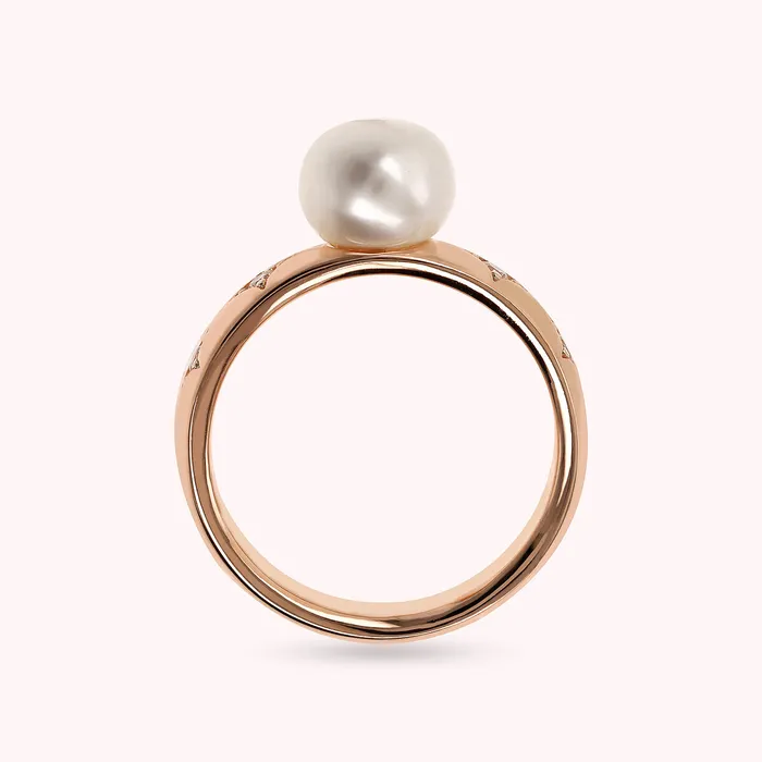 Earrings Bronzallure Anello Solitario toile con Perla a Bottone dAcqua Dolce Bianca 8 mm
