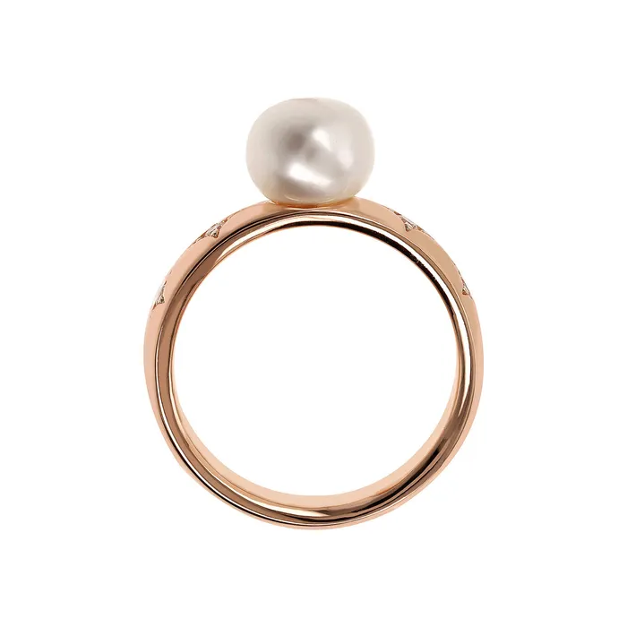 Earrings Bronzallure Anello Solitario toile con Perla a Bottone dAcqua Dolce Bianca 8 mm