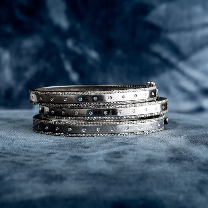 RACHEL LYNN CHICAGO White Gold and Diamond High Polished Blake Bracelet Bracelets
