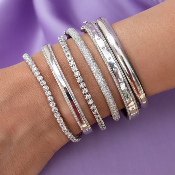 RACHEL LYNN CHICAGO White Gold and Diamond High Polished Blake Bracelet Bracelets