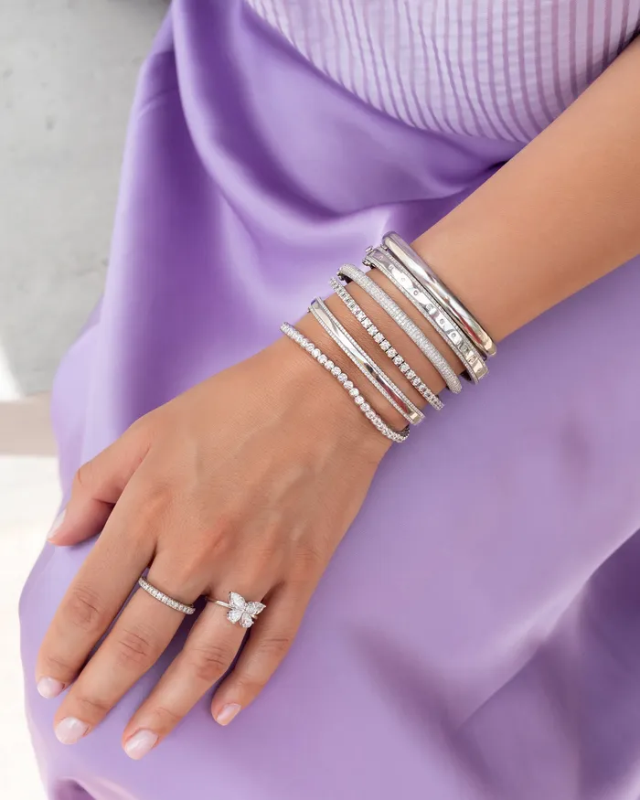 RACHEL LYNN CHICAGO White Gold and Diamond High Polished Blake Bracelet Bracelets
