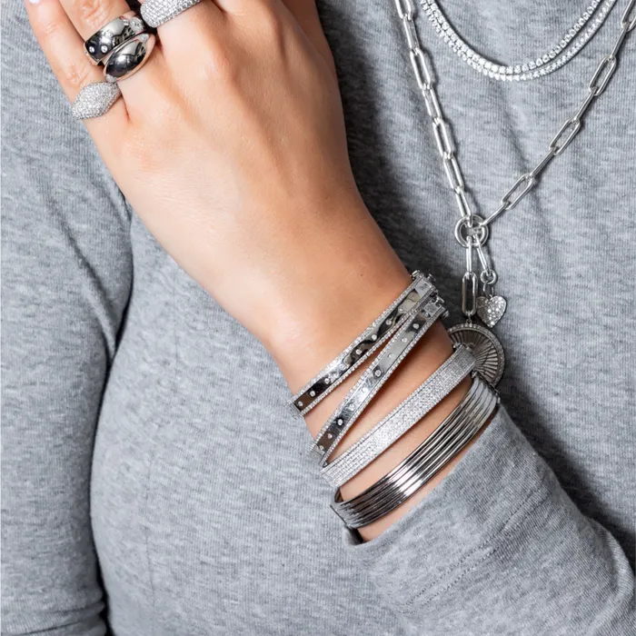 RACHEL LYNN CHICAGO White Gold and Diamond High Polished Blake Bracelet Bracelets