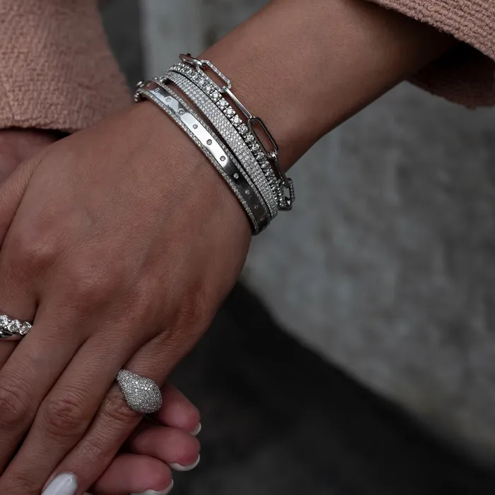 RACHEL LYNN CHICAGO White Gold and Diamond High Polished Blake Bracelet Bracelets