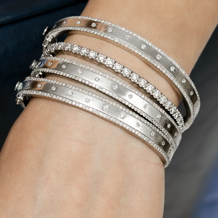 RACHEL LYNN CHICAGO White Gold and Diamond High Polished Blake Bracelet Bracelets