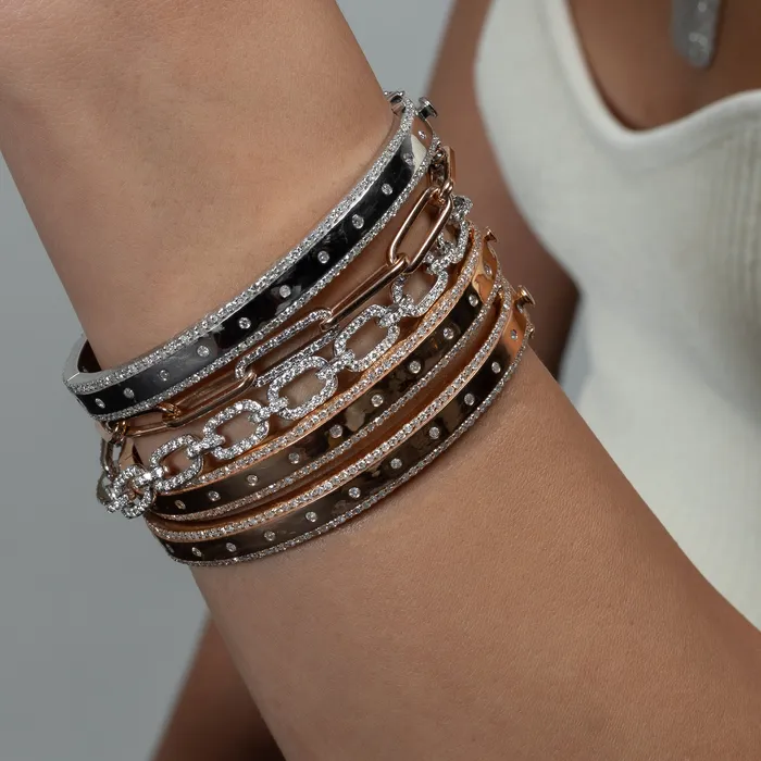 RACHEL LYNN CHICAGO White Gold and Diamond High Polished Blake Bracelet Bracelets