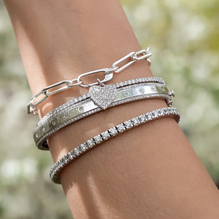 RACHEL LYNN CHICAGO White Gold and Diamond High Polished Blake Bracelet Bracelets