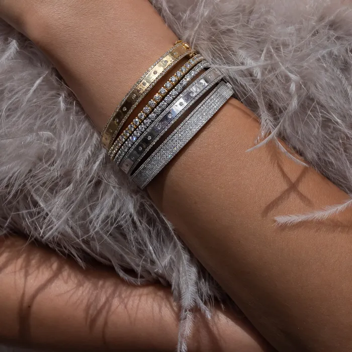 RACHEL LYNN CHICAGO White Gold and Diamond High Polished Blake Bracelet Bracelets