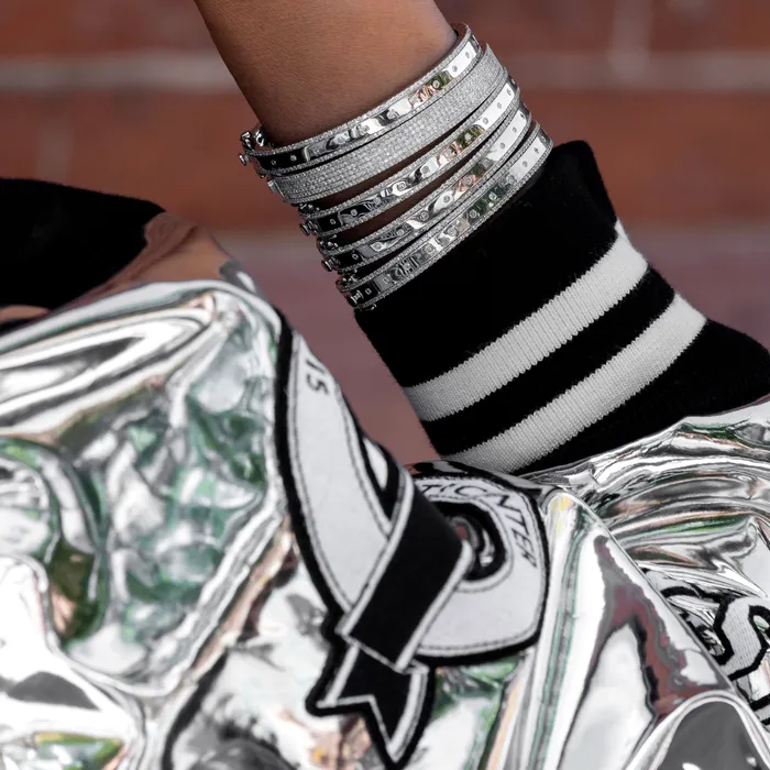 RACHEL LYNN CHICAGO White Gold and Diamond High Polished Blake Bracelet Bracelets