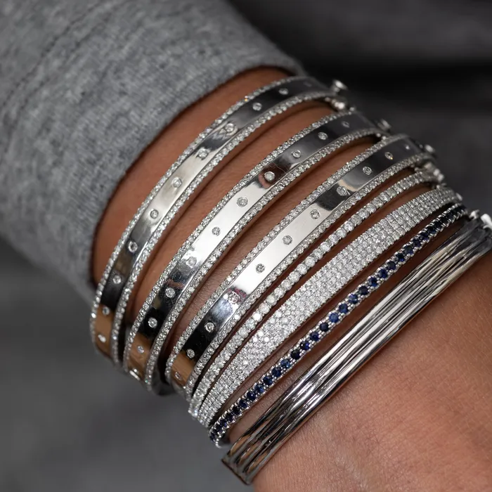 RACHEL LYNN CHICAGO White Gold and Diamond High Polished Blake Bracelet Bracelets