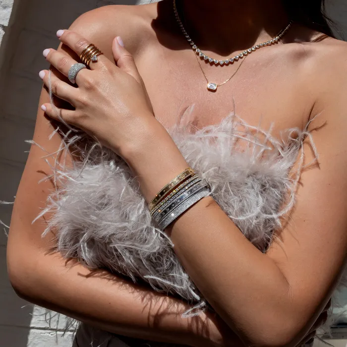 RACHEL LYNN CHICAGO White Gold and Diamond High Polished Blake Bracelet Bracelets