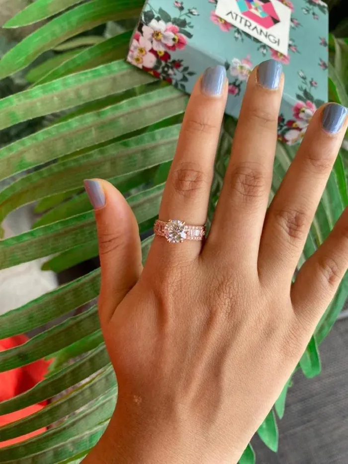 Baguette Round Soliatire Ring Attrangi Rings