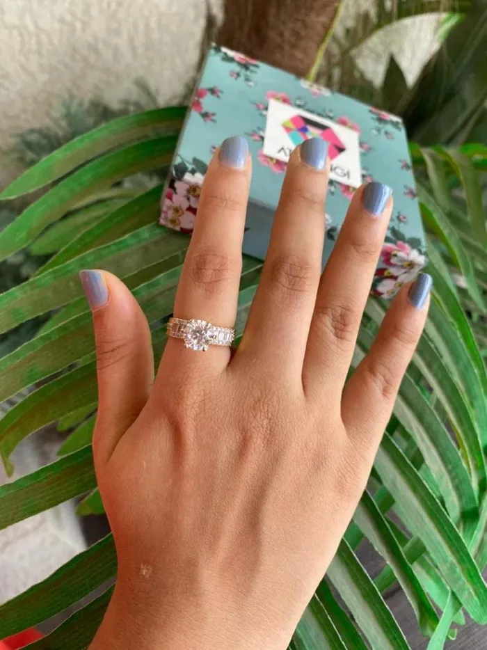 Baguette Round Soliatire Ring Attrangi Rings