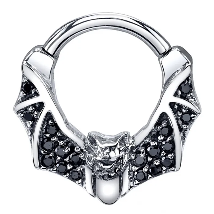 Body Vision BVLA Rings Micro Pave Lilith Hinge Ring in Gold with Black CZs Body Vision BVLA Rings Micro Pave Lilith Hinge Ring in Gold with Black CZs