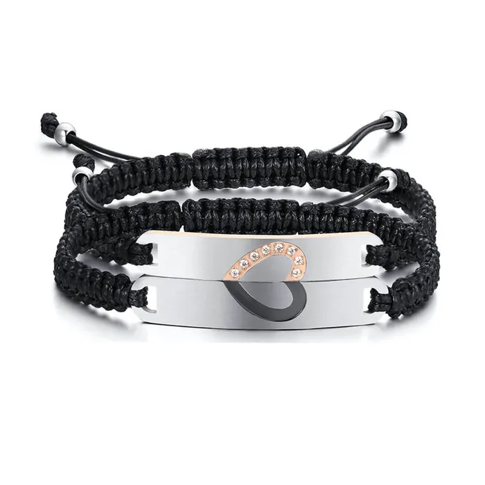 Bracelets worldnetgifts Magnetic Couple Bracelet Black 2pcs