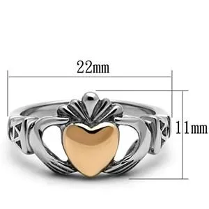 CJG1475 Wholesale Two Tone Rose Gold and Stainless Steel Claddagh Ring Green Rings CJG1475 Wholesale Two Tone Rose Gold and Stainless Steel Claddagh Ring Green Rings