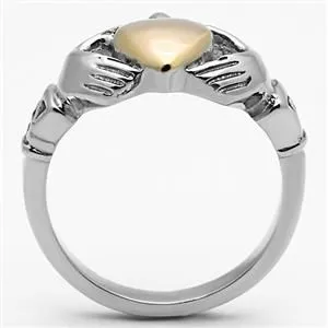 CJG1475 Wholesale Two Tone Rose Gold and Stainless Steel Claddagh Ring Green Rings CJG1475 Wholesale Two Tone Rose Gold and Stainless Steel Claddagh Ring Green Rings