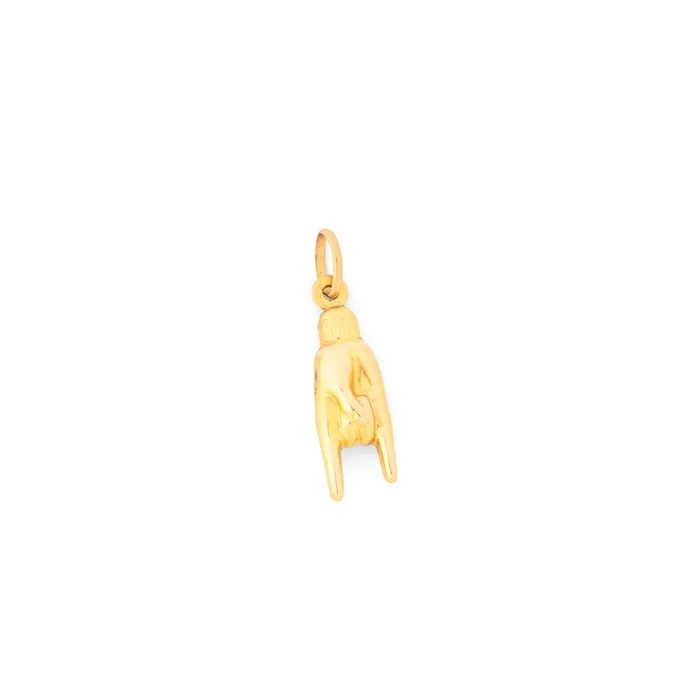 Earrings Vintage Mano Cornuto 14k Gold Charm