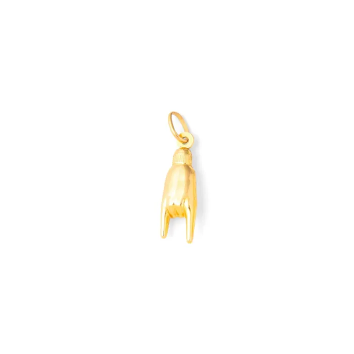 Earrings Vintage Mano Cornuto 14k Gold Charm