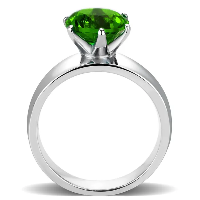 Green CJ52008 Wholesale Womens Stainless Steel Synthetic Peridot Round Solitaire Ring Rings Green CJ52008 Wholesale Womens Stainless Steel Synthetic Peridot Round Solitaire Ring Rings
