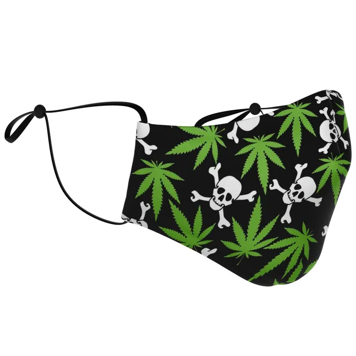 Marijuana Leaves And Skulls Face Mask Skullistic Earrings