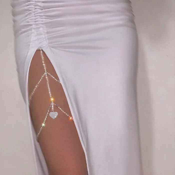 Necklaces THE LUMI SHOP Heart Layered Rhinestone Leg Wrap Leg Chains