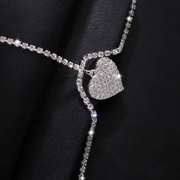 Necklaces THE LUMI SHOP Heart Layered Rhinestone Leg Wrap Leg Chains