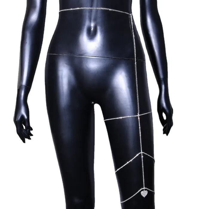 Necklaces THE LUMI SHOP Heart Layered Rhinestone Leg Wrap Leg Chains