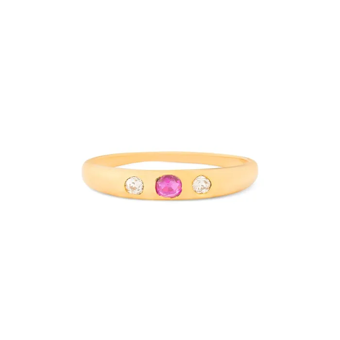 Rings Antique Old Cut Ruby Diamond and 14k Gold Ring