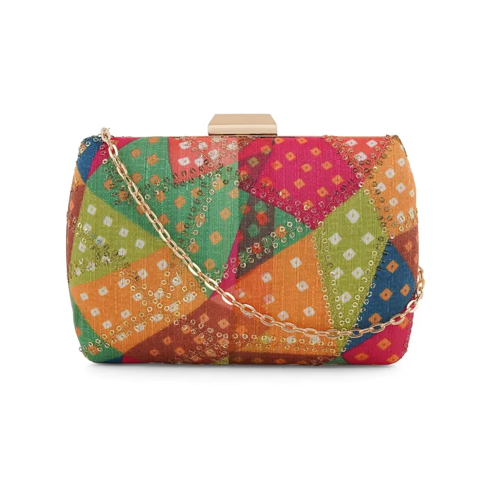 Teejh Earrings Jaipur Jazz Multicoloured Printed Clutch Teejh Earrings Jaipur Jazz Multicoloured Printed Clutch
