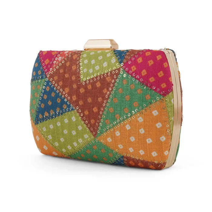 Teejh Earrings Jaipur Jazz Multicoloured Printed Clutch Teejh Earrings Jaipur Jazz Multicoloured Printed Clutch