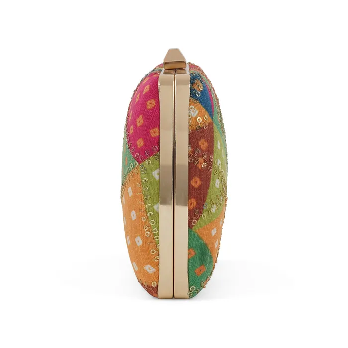 Teejh Earrings Jaipur Jazz Multicoloured Printed Clutch Teejh Earrings Jaipur Jazz Multicoloured Printed Clutch