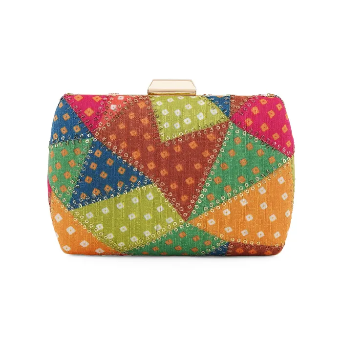 Teejh Earrings Jaipur Jazz Multicoloured Printed Clutch Teejh Earrings Jaipur Jazz Multicoloured Printed Clutch