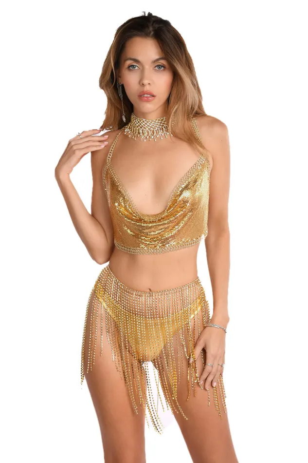 THE LUMI SHOP Necklaces Gold Empress Rhinestone Chain Top THE LUMI SHOP Necklaces Gold Empress Rhinestone Chain Top