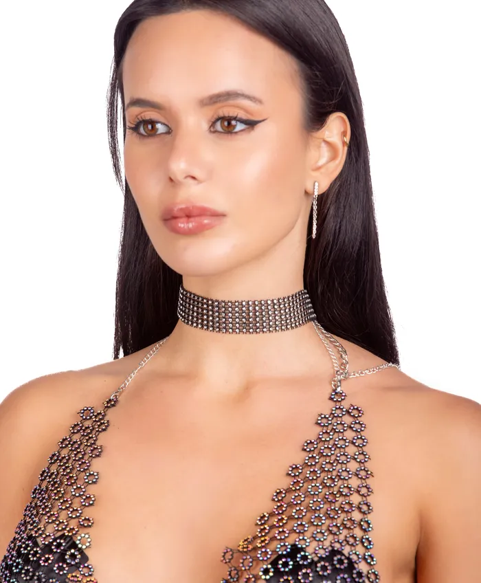 THE LUMI SHOP Necklaces Rhinestone Black Mesh Necklace