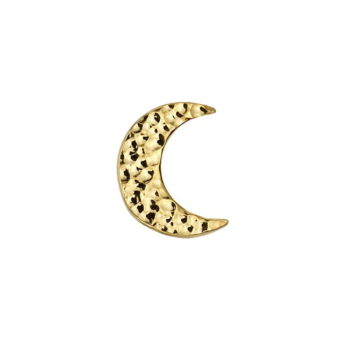 threadless Hammered Crescent Moon Pin in Gold Body Vision BVLA Earrings