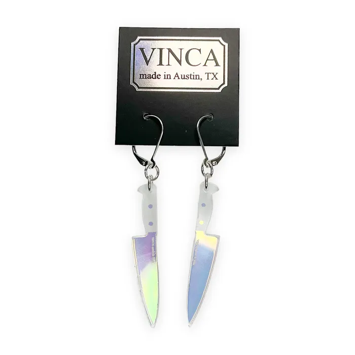 VincaUSA Earrings Midi 2 Knife Dangle Earrings Iridescent