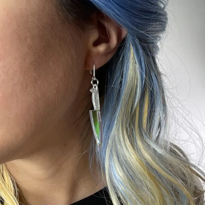 VincaUSA Earrings Midi 2 Knife Dangle Earrings Iridescent