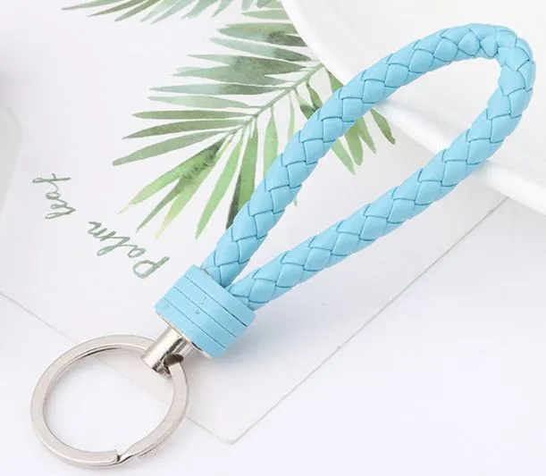 01 K32 Sky Blue Leather Keychain Rings
