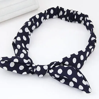 02 H412 navy blue with White Polka Dots Bowknot Head Band Rings