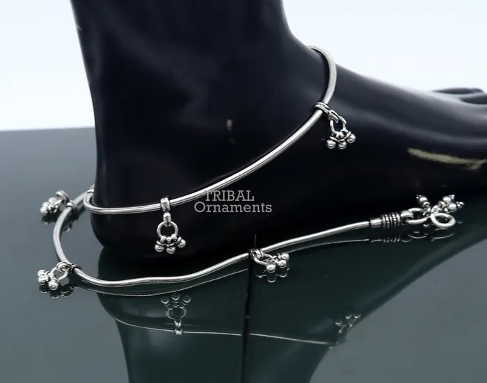 11 inches Handmade 925 sterling silver snake chain ankle bracelet silver anklets foot bracelet amazing belly dance jewelry gift her ank466 TRIBAL ORNAMENTS Bracelets
