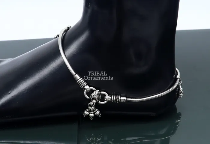11 inches Handmade 925 sterling silver snake chain ankle bracelet silver anklets foot bracelet amazing belly dance jewelry gift her ank466 TRIBAL ORNAMENTS Bracelets