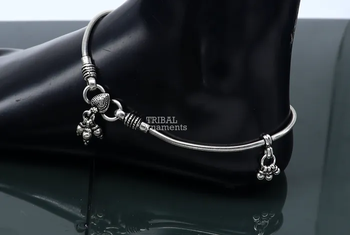 11 inches Handmade 925 sterling silver snake chain ankle bracelet silver anklets foot bracelet amazing belly dance jewelry gift her ank466 TRIBAL ORNAMENTS Bracelets