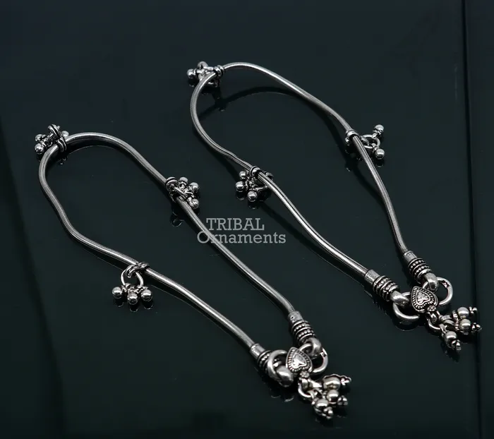 11 inches Handmade 925 sterling silver snake chain ankle bracelet silver anklets foot bracelet amazing belly dance jewelry gift her ank466 TRIBAL ORNAMENTS Bracelets