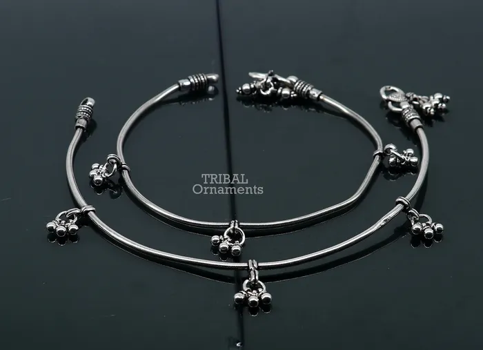 11 inches Handmade 925 sterling silver snake chain ankle bracelet silver anklets foot bracelet amazing belly dance jewelry gift her ank466 TRIBAL ORNAMENTS Bracelets