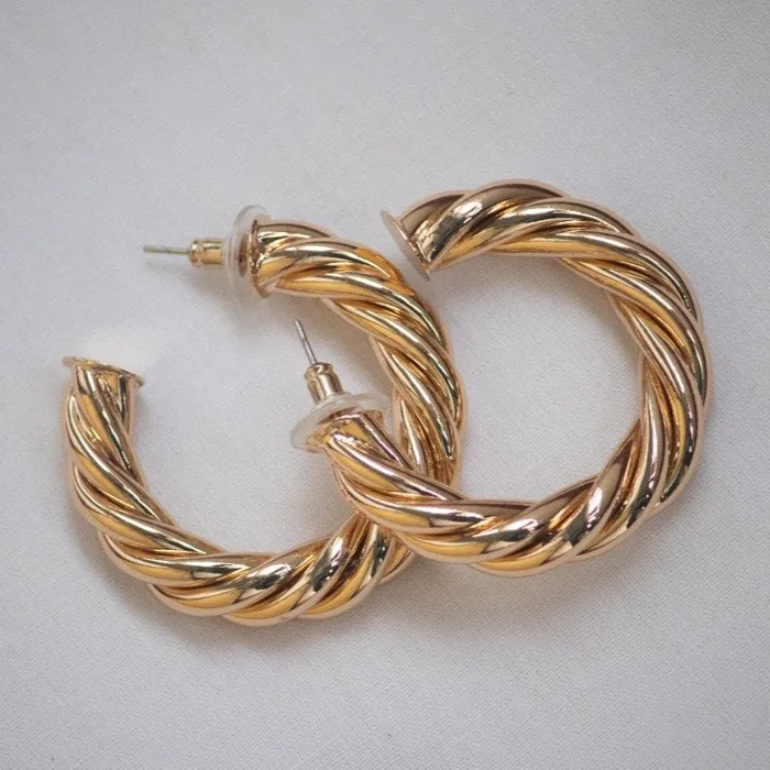 14K GoldFilled Twisted Hoop Earrings Jewelvers Earrings