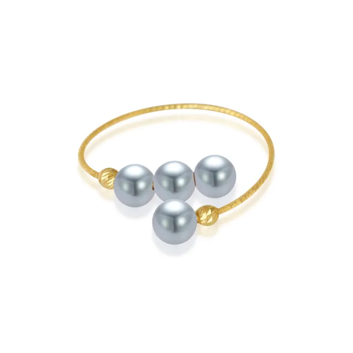 18K Gold Silver Blue Akoya Pearl Ring KR00094 Pearly Lustre Rings