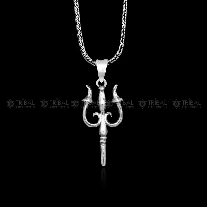 925 Sterling silver handmade Trishul trident pendantnsp855 TRIBAL ORNAMENTS Necklaces