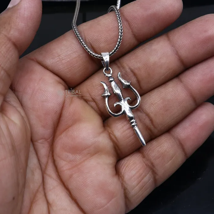 925 Sterling silver handmade Trishul trident pendantnsp855 TRIBAL ORNAMENTS Necklaces