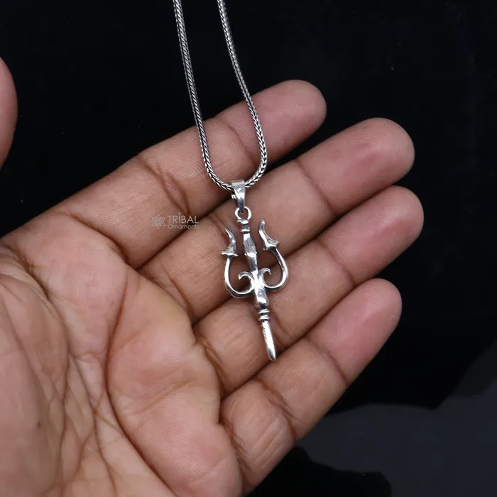 925 Sterling silver handmade Trishul trident pendantnsp855 TRIBAL ORNAMENTS Necklaces